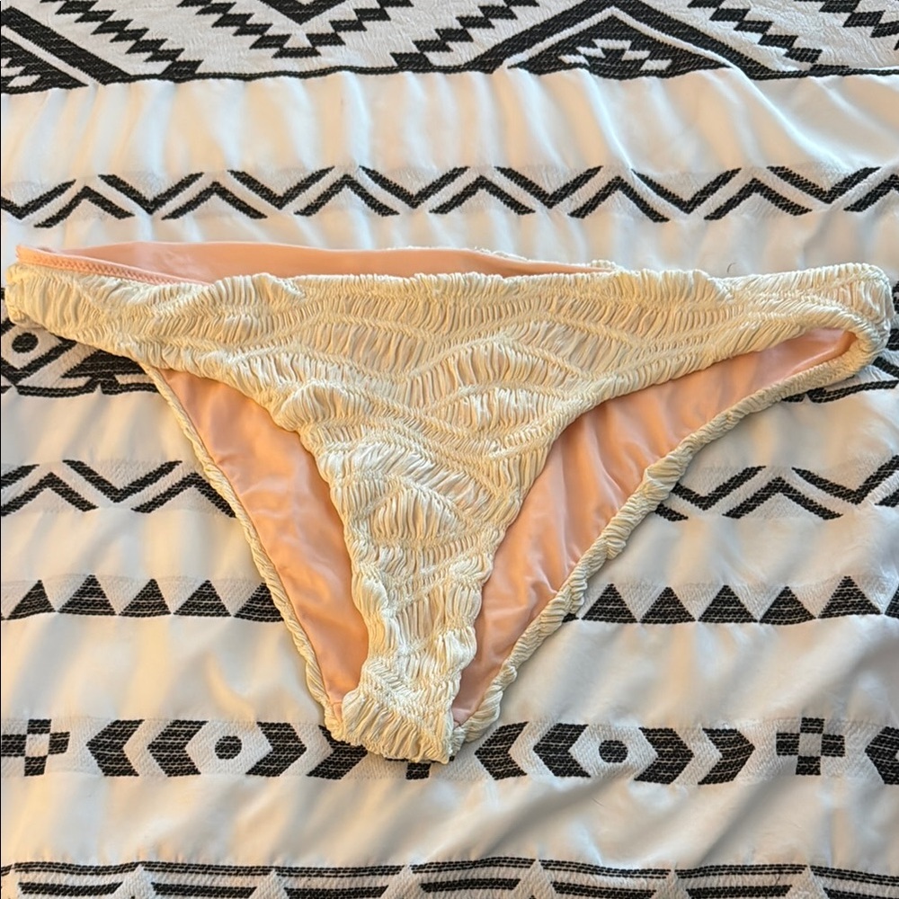 Cream Textured Bikini Bottom